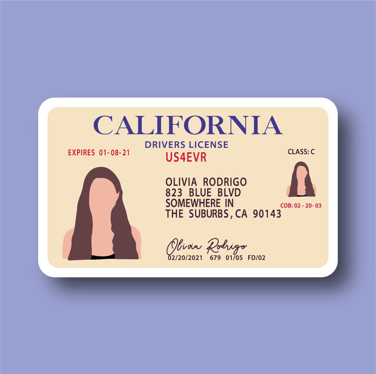 Sticker Drivers License (Olivia Rodrigo)