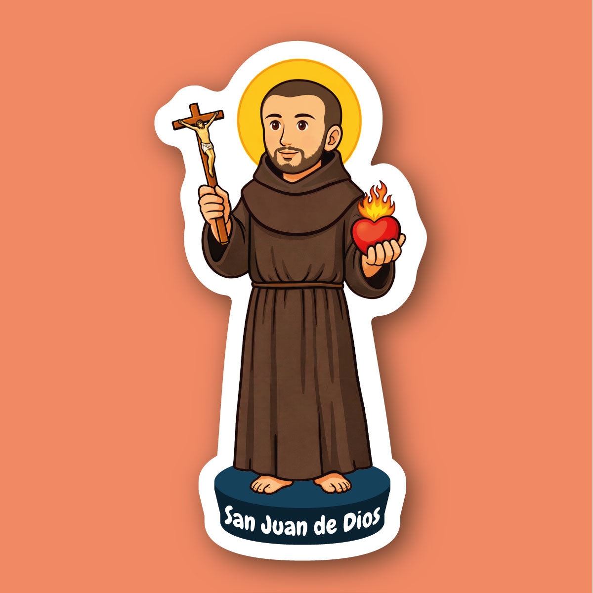 Sticker San Juan de Dios | Sticker Católico Waterproof