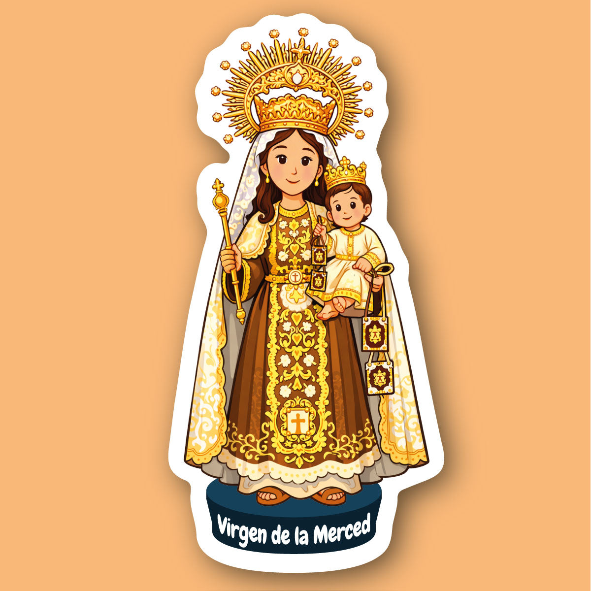Sticker Virgen de la Merced | Sticker Católico Waterproof