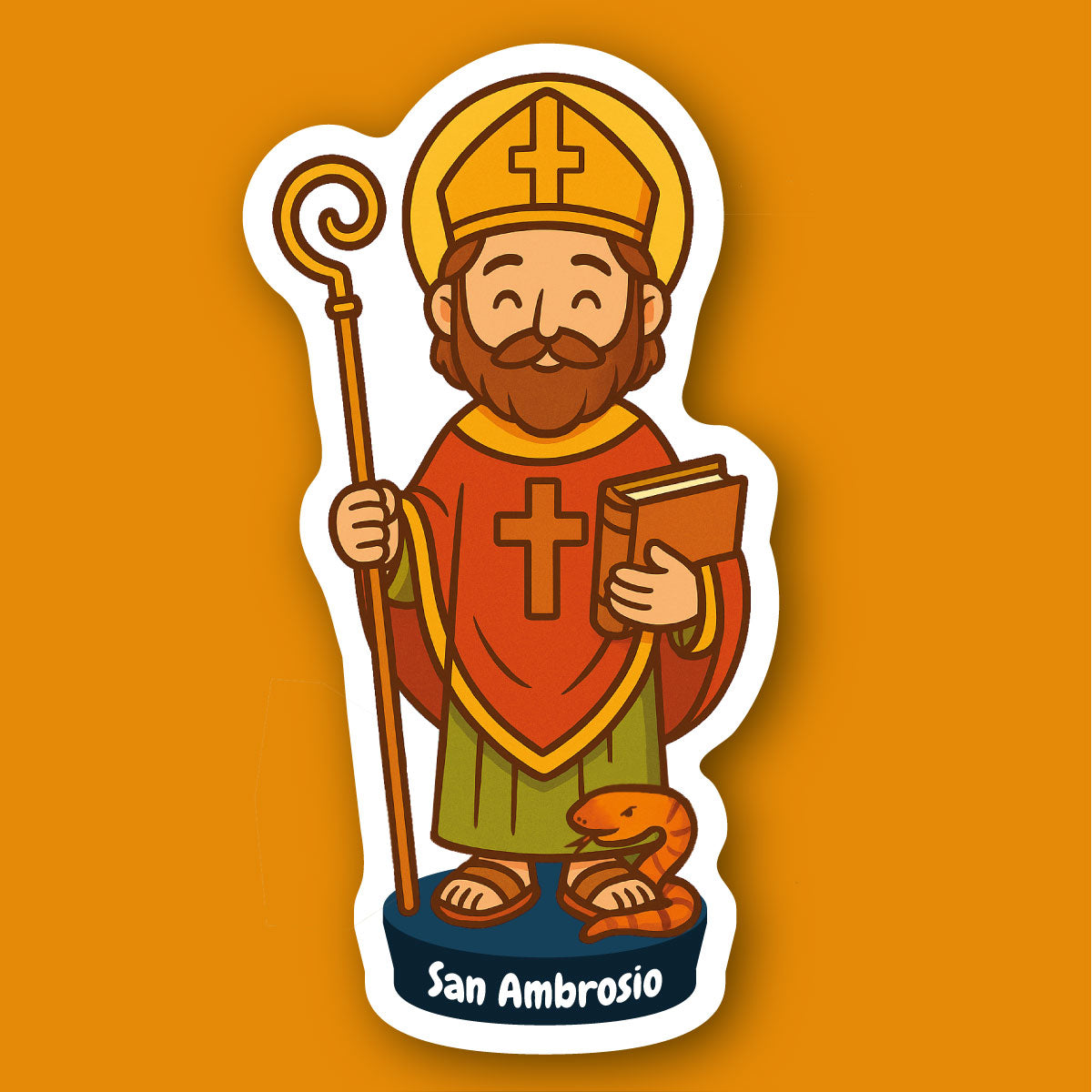 Sticker San Ambrosio | Sticker Católico Waterproof