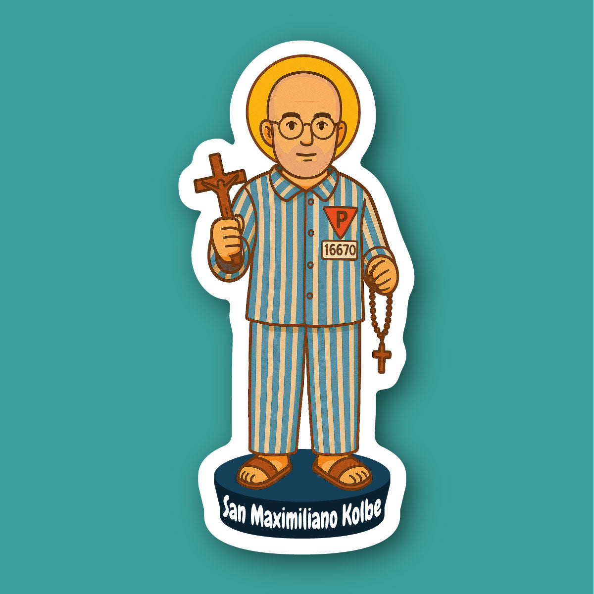 Sticker San Maximiliano Kolbe | Sticker Católico Waterproof